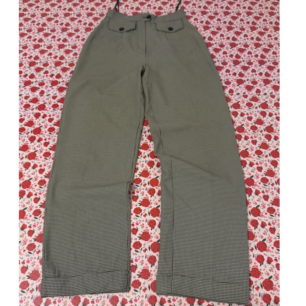 Vintage La‎ Belle Houndstooth High Waisted Trousers Straight Leg Pants Size 3 d3